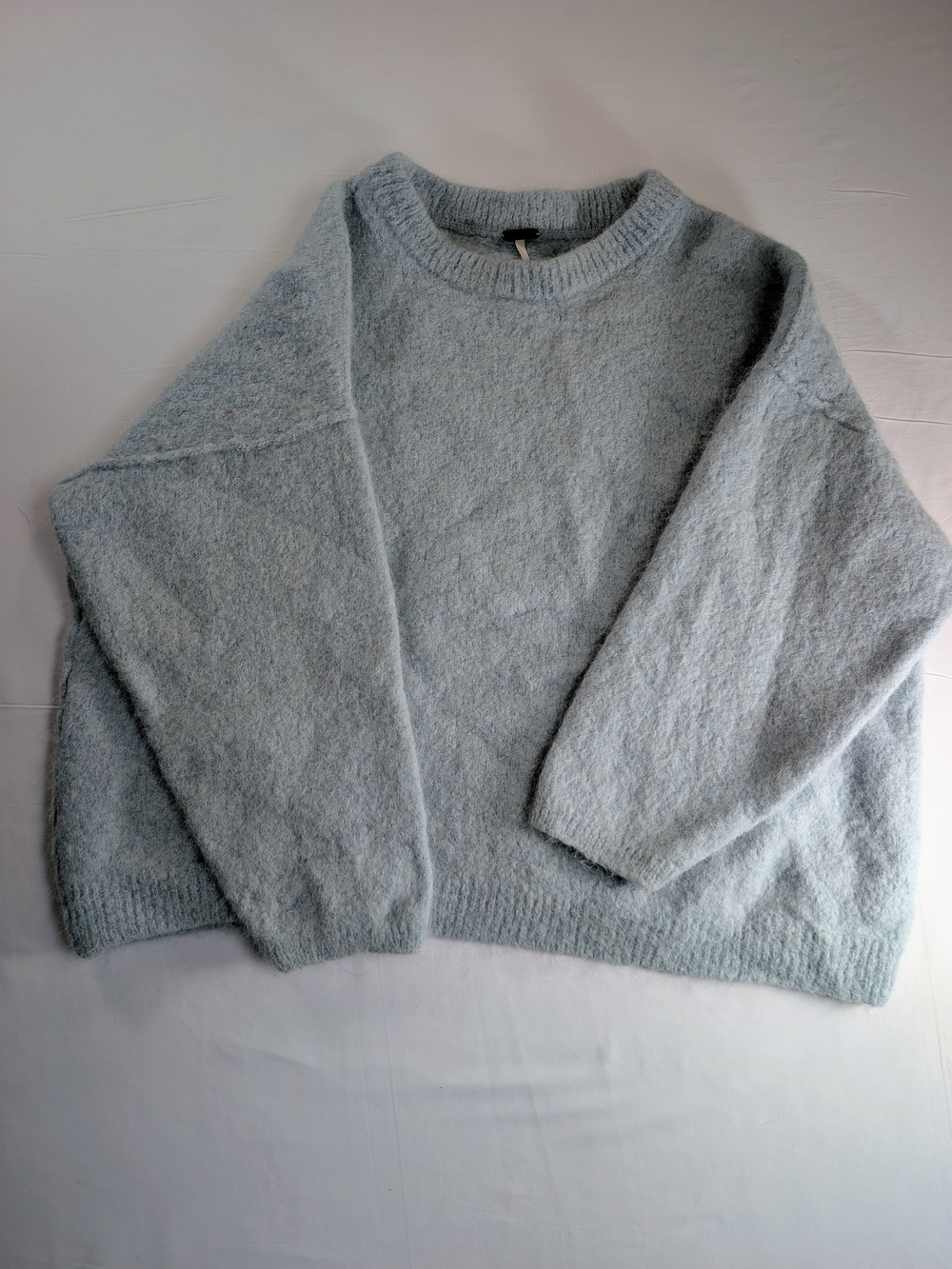 Free People Pale Blue Plush Crewneck Sweater - Alpaca Mix